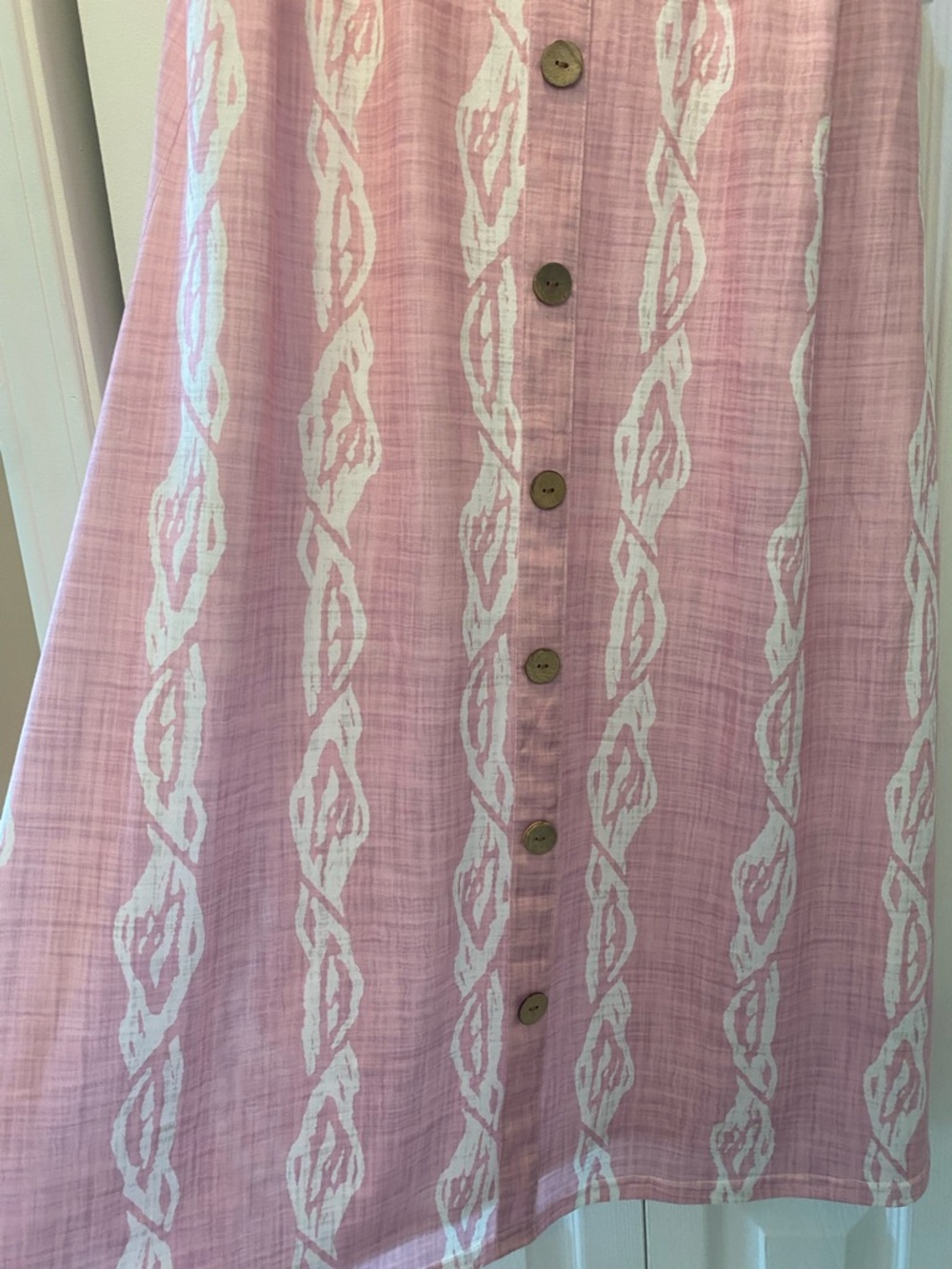 Pink Striped Button-Front Midi Dress with Ring-Strap Detail - Picture 4 of 7
